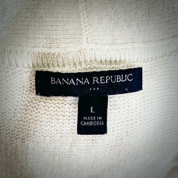 Banana Republic Soft White Knit Open Front Sweater Kimono Cardigan Size L - Picture 2 of 3